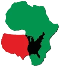 Map of America intersecting Africa