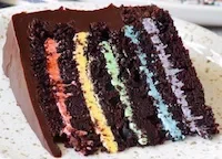 Multi-colored slice of cake