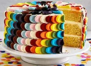 Cake with multi-colored icing