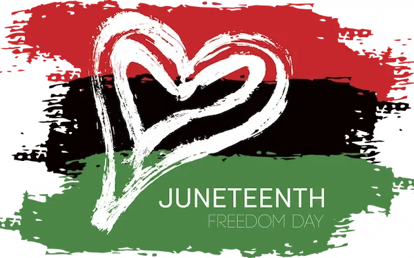 Juneteenth banner with a big white heart